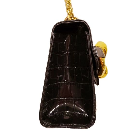 Crocodile Embossed Cross Body Bag Chain Detail - Picture 3 of 8